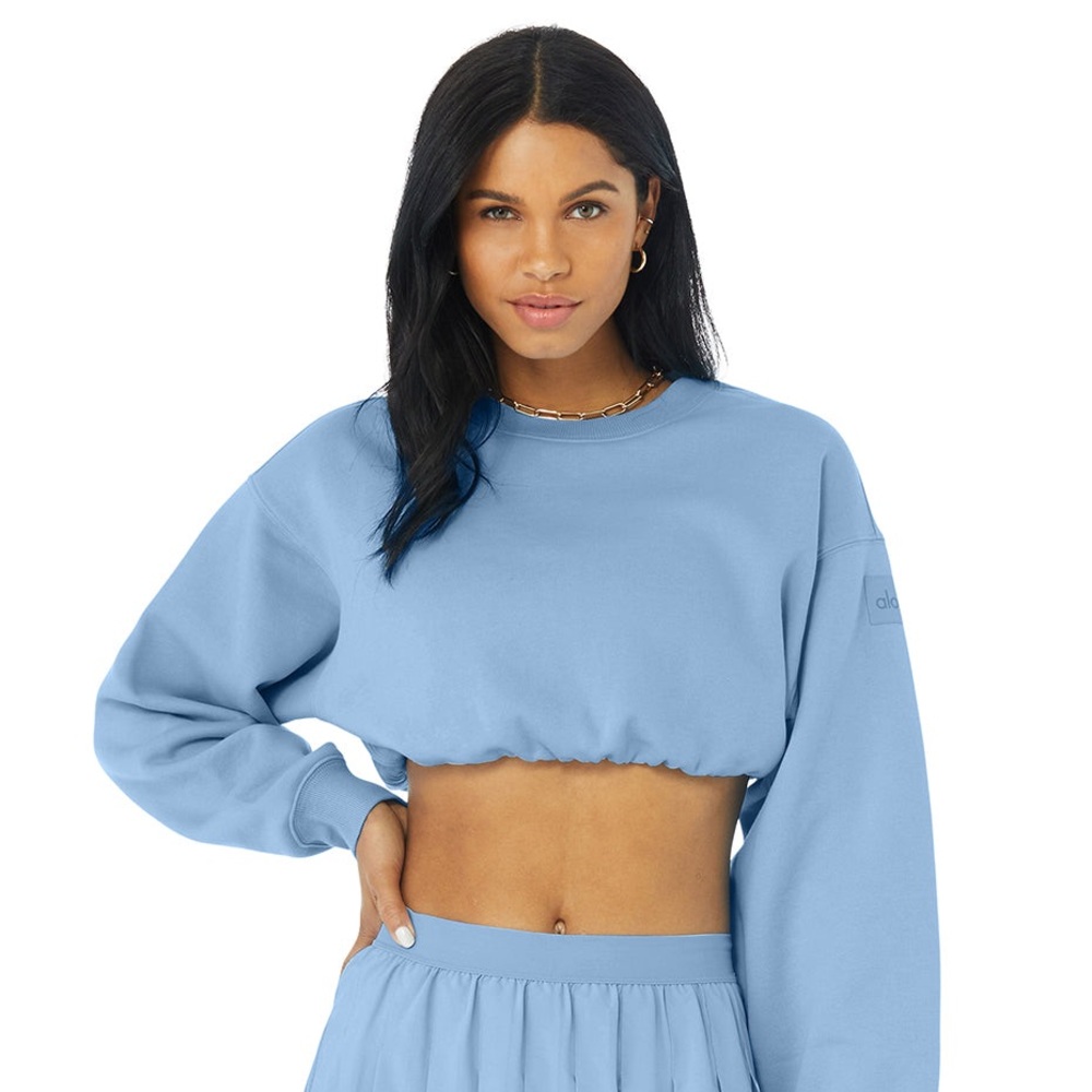 Alo Yoga Devotion crew neck pullover in blue skies